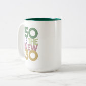 50は新しい30 - 50番目の誕生日ギフトエッセンシャル ツートーンマグカップ (正面左)