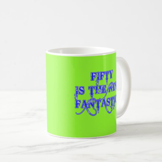 50は新しく素晴らしいプロダクトです コーヒーマグカップ (正面右)