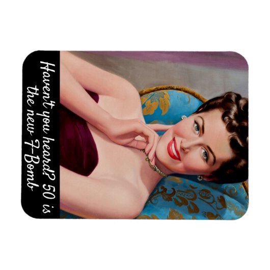 50はF爆弾のレトロおもしろい誕生日 マグネット (横)