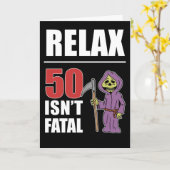 50をありません致命的ではない死神のバースデー・カードがリラックスして下さい カード (黄色い花)