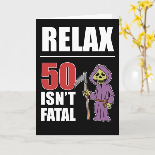 50をありません致命的ではない死神のバースデー・カードがリラックスして下さい カード (黄色い花)