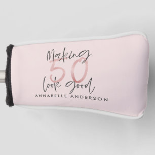 50をピンクの誕生日にガーリー見せるグリッター ゴルフヘッドカバー