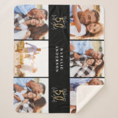 50を素敵な黒の金ゴールド誕生日に シェルパブランケット (正面)