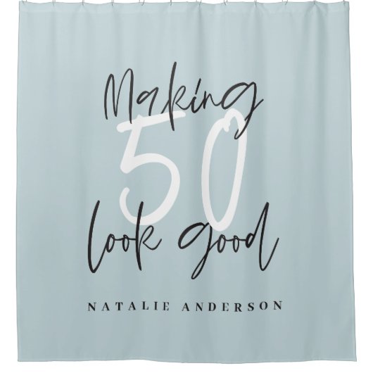 50を良いシックな誕生日に見せモダンる シャワーカーテン (正面)