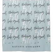 50を良いシックに見せる誕生祝い シャワーカーテン (正面)