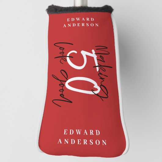 50を良いタイポグラフに見せる誕生祝い ゴルフヘッドカバー (回転90)