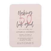 50を良いピンクのガーリーグリッター誕生日に見せる マグネット (縦)