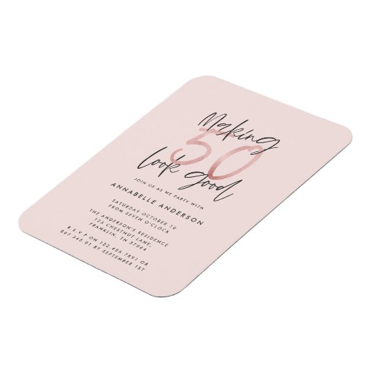 50を良いピンクのガーリーグリッター誕生日に見せる マグネット (左側)