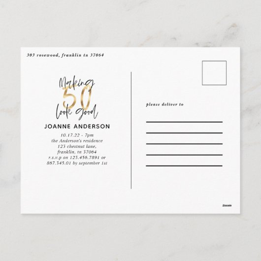 50を良い誕生日の写真数々のの休日cに見える シーズンポストカード (裏面)