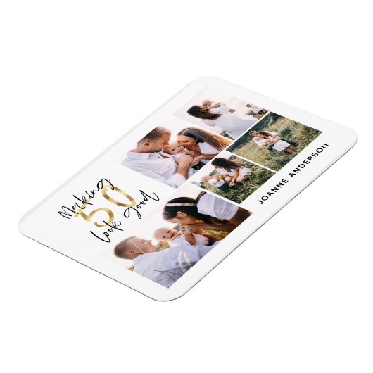 50を良い誕生日の写真数々のの休日cに見える マグネット (左側)