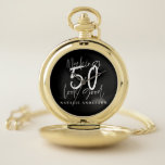50を良い誕生祝い ポケットウォッチ<br><div class="desc">50祝歳の誕生日にスタイルしました白と灰色の50歳の黒と素晴らしい誕生日デザインですスクリモダンプト文字とグラはっきりしたフィック。色をに変更します。コレクションの一部。</div>