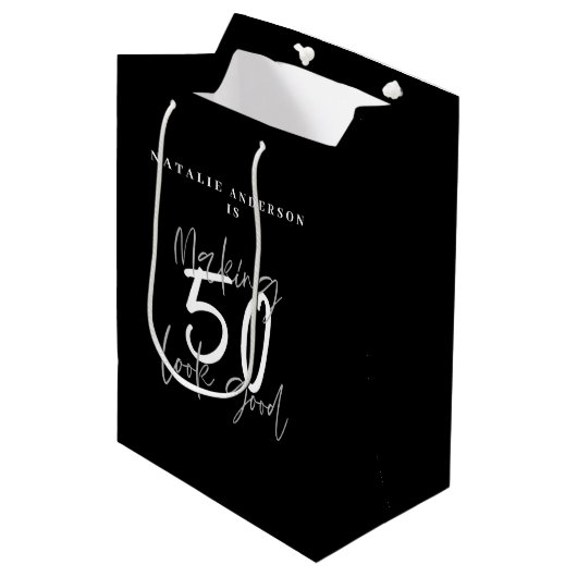 50を良い誕生祝い ミディアムペーパーバッグ (正面アングル)