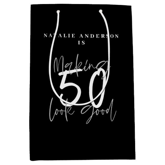 50を良い誕生祝い ミディアムペーパーバッグ (正面)