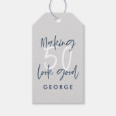 50を良い金の誕生日に見えるあなたが贈り物に感謝 ギフトタグ (正面)