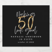 50を良い金の誕生日のお祝いに見せること リキュールボトルラベル (シングルラベル)