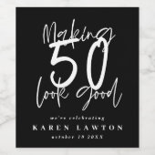 50を良い黒い誕生祝い ワインラベル (シングルラベル)