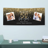 50を良い黒と金ゴールドのバン 横断幕 (トレードショー)