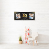 50を良い黒と金ゴールド誕生日バナーに見せる 横断幕 (インサイチュ)