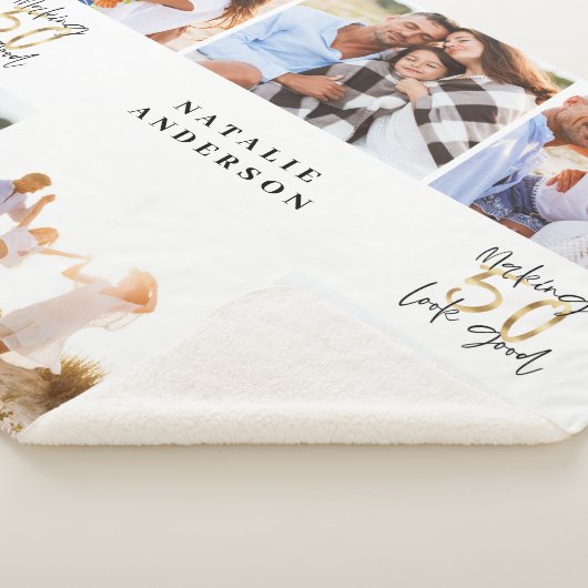 50を良く見える金ゴールド黒写真の誕生日 シェルパブランケット (3/4)