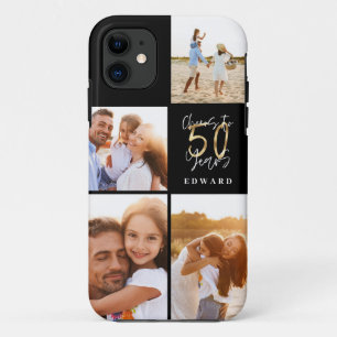 50を良く見える金ゴールド黒写真の誕生日 iPhone 11 ケース