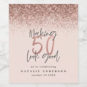 50を良く見せるバラ金ゴールド誕生祝い ワインラベル (シングルラベル)