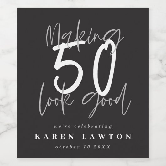 50を良く見せる誕生祝い ワインラベル (シングルラベル)