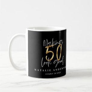 50を良く見せる金ゴールド誕生祝い コーヒーマグカップ