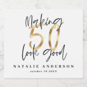 50を良く見せる金ゴールド誕生祝い スパークリングワインラベル (シングルラベル)