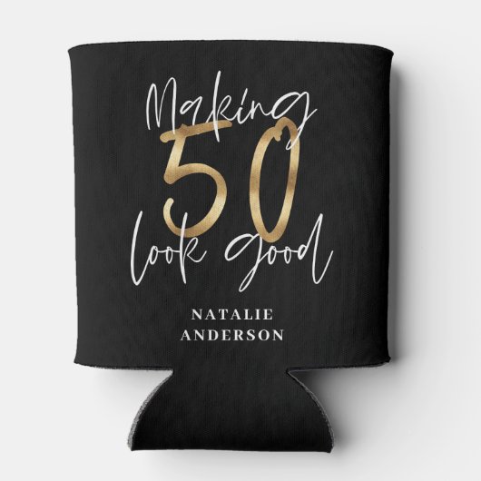 50を良く見せる金ゴールド誕生祝い 缶クーラー (裏面)