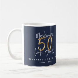 50を良く見せる金ゴールド誕生祝いcoff コーヒーマグカップ