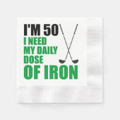 50アイアンゴルファーの毎日のパーティーナプキン 縁ありカクテルナプキン (正面)