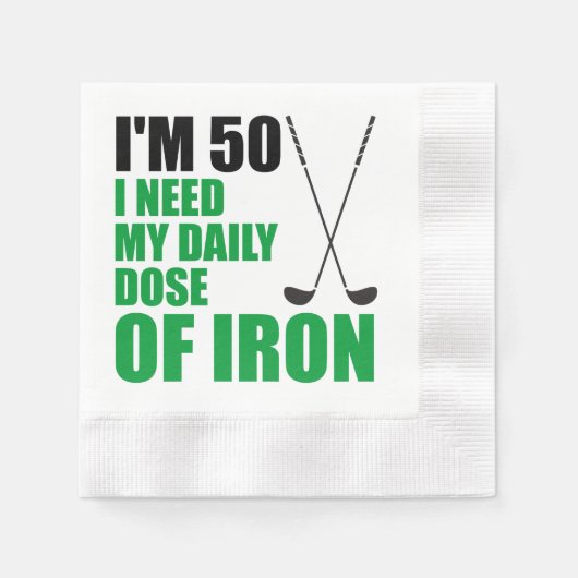 50アイアンゴルファーの毎日のパーティーナプキン 縁ありカクテルナプキン (正面)