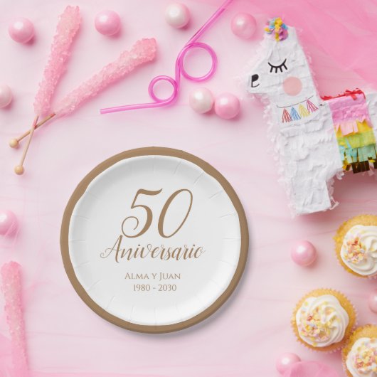 50アニヴェルサリオスペインの50周年記念ナプキン ペーパープレート (パーティー)