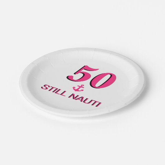 50アンドスティルナウティピンクいかり紙ナプキンズ ペーパープレート (アングル)