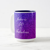 50アンドファビュラス誕生日ピンクパープルグリッター ツートーンマグカップ (正面左)