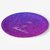 50アンドファビュラス誕生日ピンクパープルグリッター ペーパープレート (アングル)