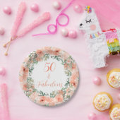 50アンドファブラスエレガントピーチフローラ紙プレート ペーパープレート (パーティー)