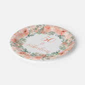 50アンドファブラスエレガントピーチフローラ紙プレート ペーパープレート (アングル)