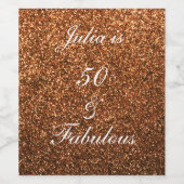 50アンドファブラス誕生日ゴールデングリッター ガーリー ワインラベル (シングルラベル)