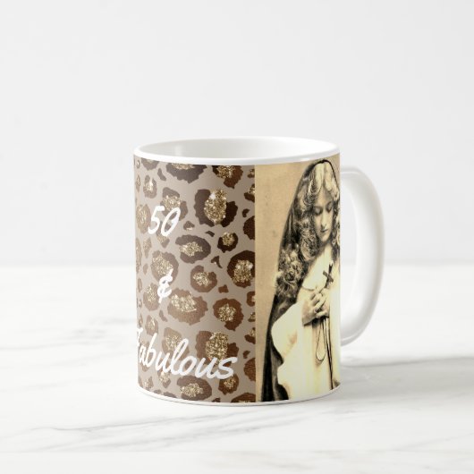 50アンドファブリーセピアフォトチータープリント コーヒーマグカップ (正面右)