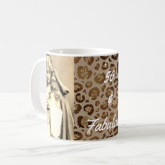 50アンドファブリーセピアフォトチータープリント コーヒーマグカップ (正面左)