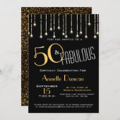 50アンドファブルブラック金ゴールドライトグラム招待状 招待状 (正面/裏面)