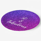 50アンドファブル誕生日ピンクパープルグリッターカッコいい ペーパープレート (アングル)