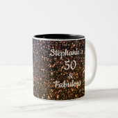 50アンドファブル誕生日金ゴールドブラックゴールデングリッター ツートーンマグカップ (正面右)