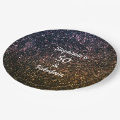 50アンド素晴らしい誕生日金ゴールドブラックゴールデングリッター ペーパープレート (アングル)