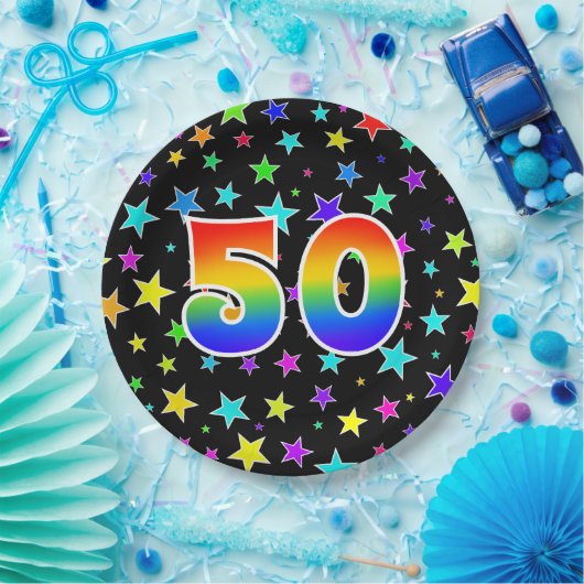 50イベントはっきりした:,おもしろい, カラフル Rainbow 50 ペーパープレート (パーティー)