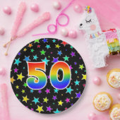 50イベントはっきりした:,おもしろい, カラフル Rainbow 50 ペーパープレート (パーティー)