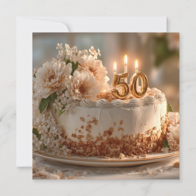 50エレガントお誕生日ケーキとゴールデントッパー (正面)