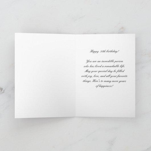 50エレガントと素晴らしいオーナメント50誕生日 カード (内部)