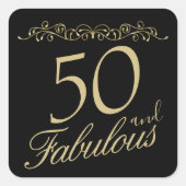 50エレガントと素晴らしいオーナメント50誕生日 スクエアシール (正面)